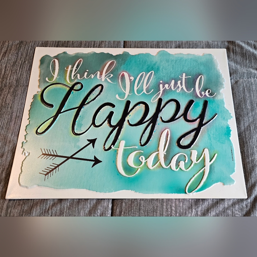 Happy Today Wall Art in Teal